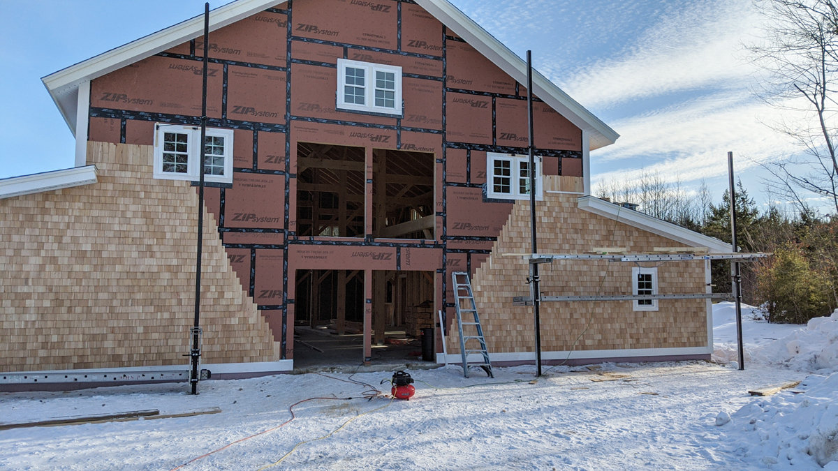 The entrance of the barn earlier this month. It's slow going to do things right! 