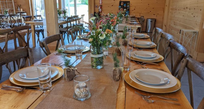tableware and decor for barn tables