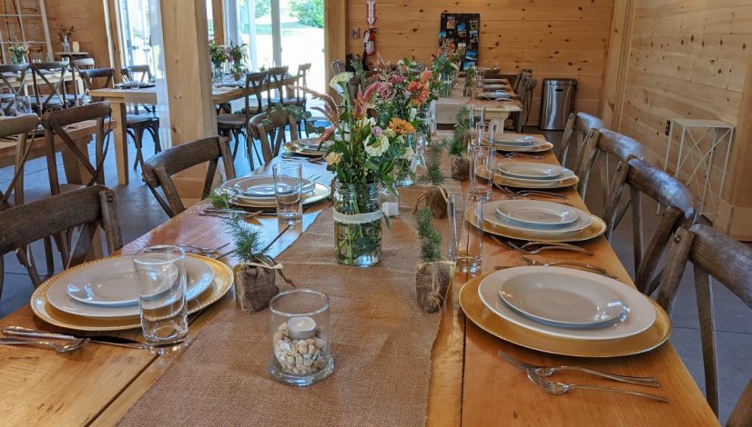 tableware and decor for barn tables