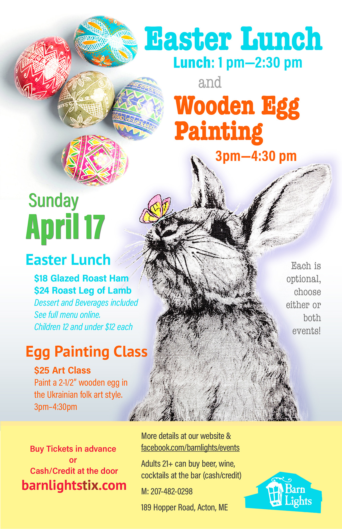 Easter Lunch and wooden egg painting at Barn Lights