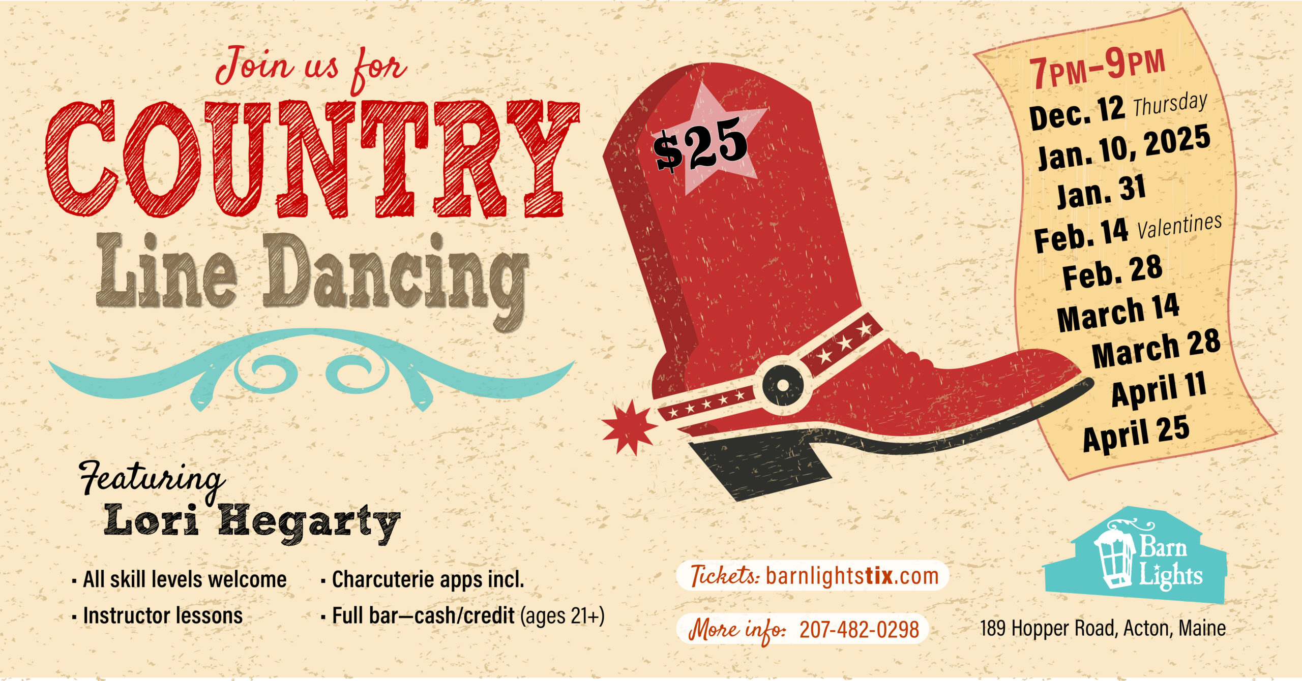 Country Line Dancing at Barn Lights this winter